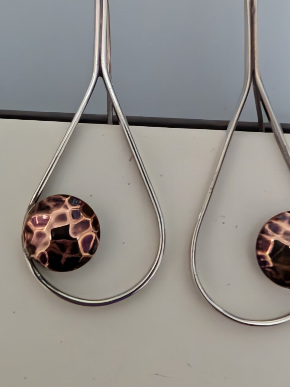 925 Sterling silver and antiqued copper drop earrings - Picture 4 of 5